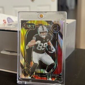 2024 Panini Select - Club Level Brock Bowers #222 Red & Yellow Shock Prizm (RC)